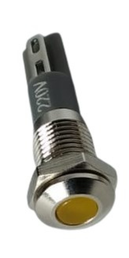 Sinaleiro Olho de Boi Inox 220V 6mm Amarelo